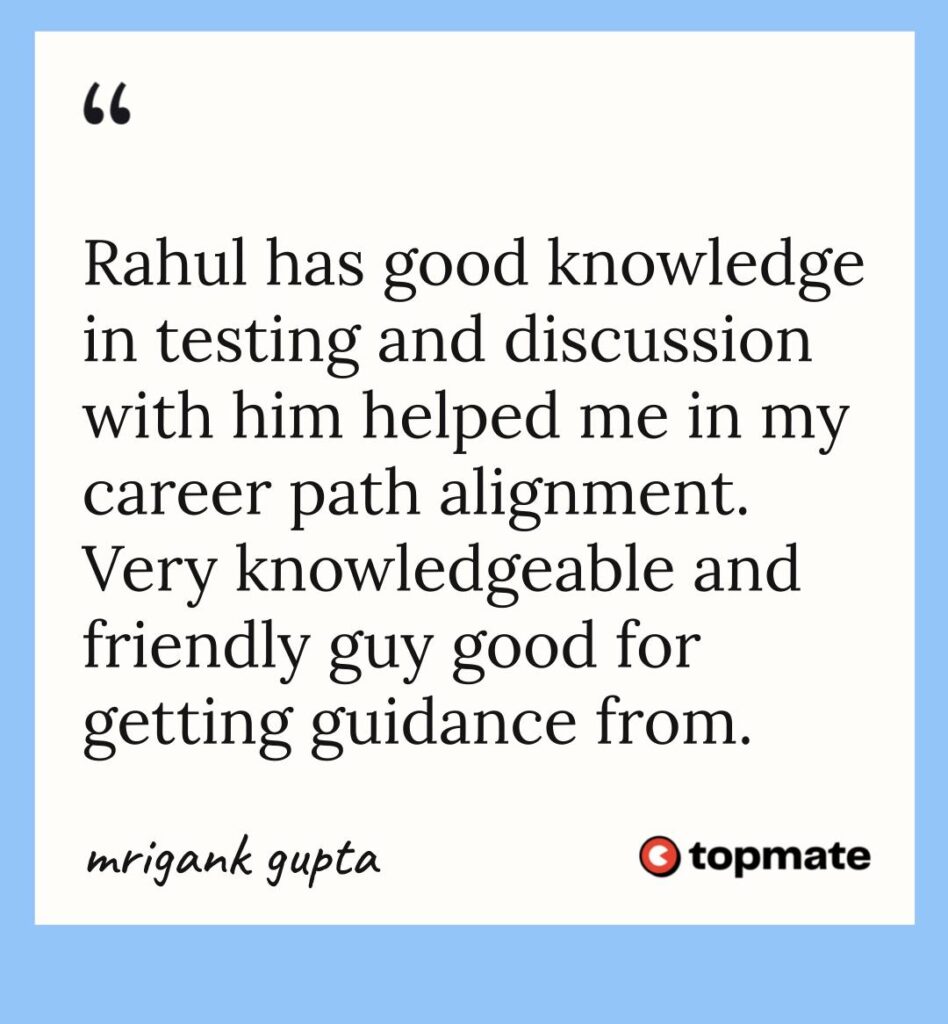 testimonial card from mrigank gupta