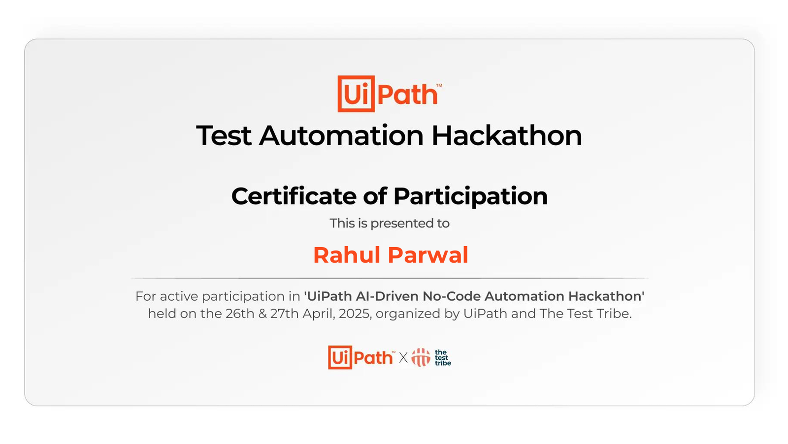 Experience at #UiPathHackathonWithTTT - Testing Titbits
