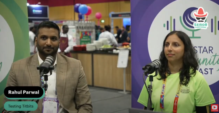 Rahul Parwal giving interview to Soumya at EuroSTAR 2025