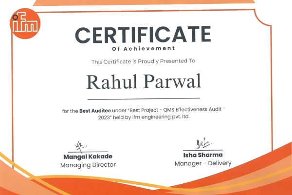 Best Auditee - QMS @ ifm