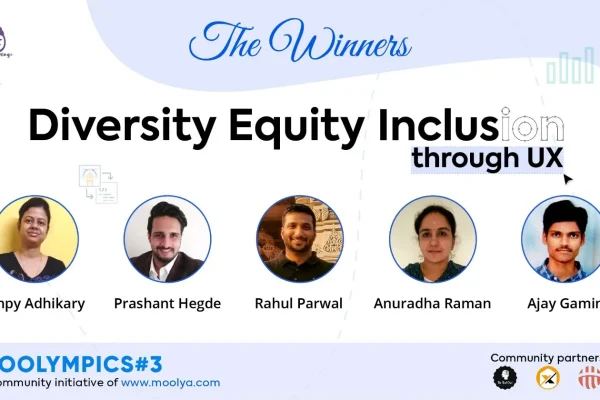 winners of moolympics #3 recognized for promoting diversity, equity, and inclusion through user experience design, featuring community members including rahul parwal.
